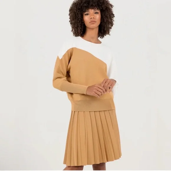 Aleeza Paris Pleated Wonder Skirt In Nugget Carmel Color XL 25 Long Stretch New - Picture 3 of 7